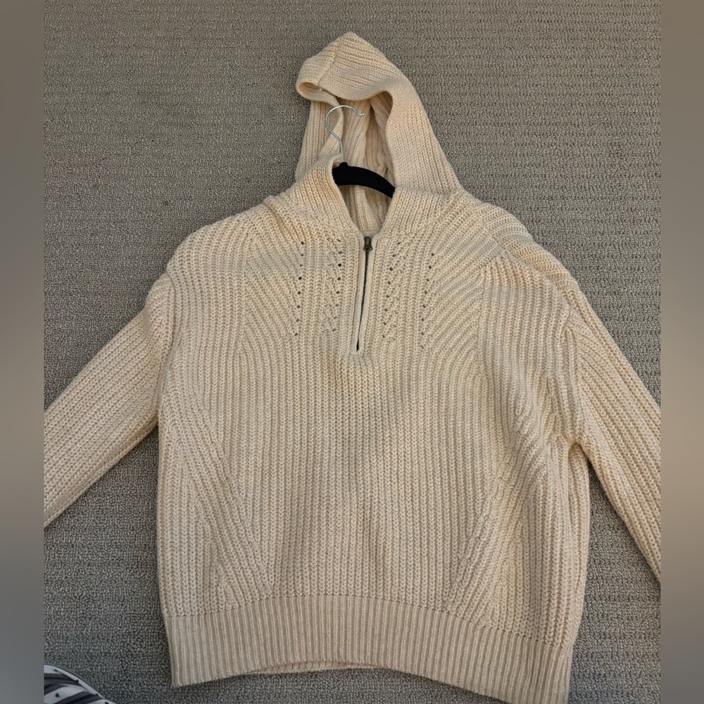 Woman’s LUCKY BRAND Beige Zip-Up Sweater with Hood